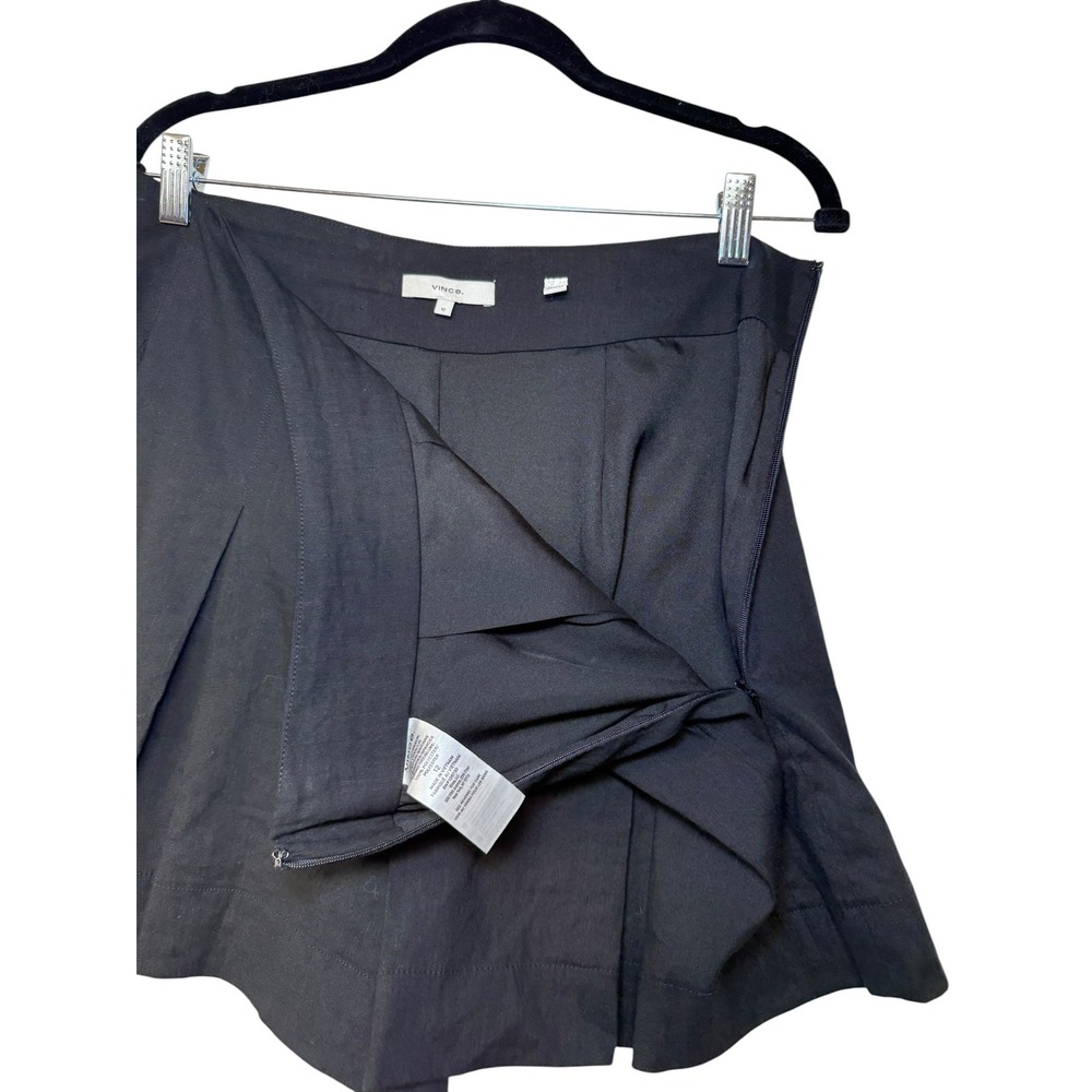 Vince Black Pleated Linen Blend Shorts High Rise Side Zip Size 12 V756221199 - Picture 5 of 10